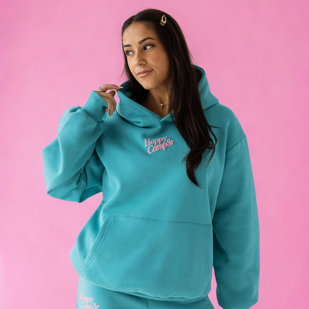 Happy Camp3r - Puff Core Hoodie: Teal Candy