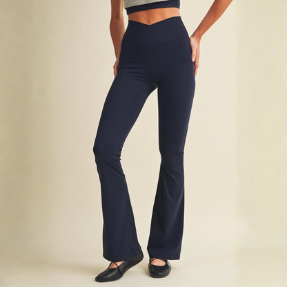 Layla Crossover Yoga Pants: Navy