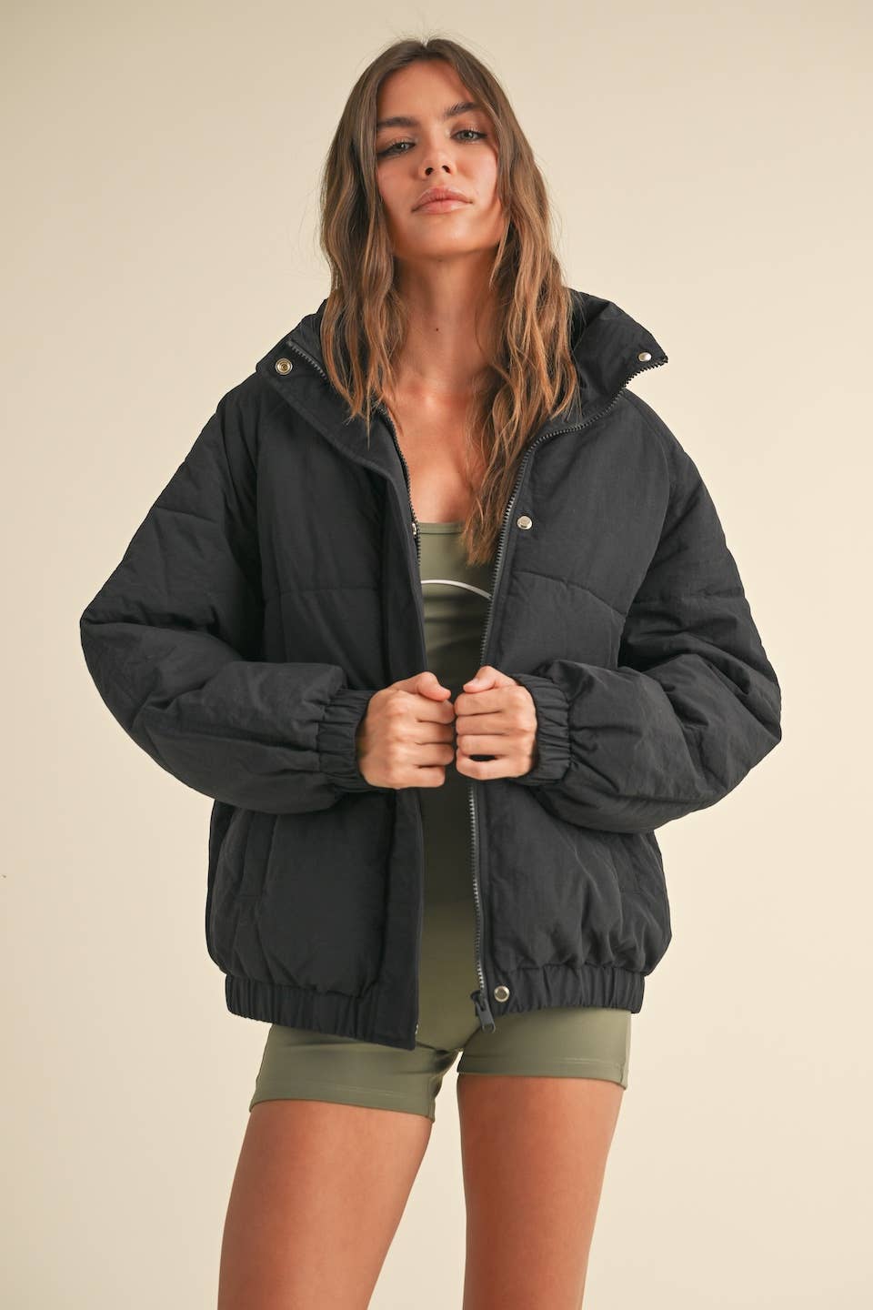 Joan Oversized Puffer Jacket: Black