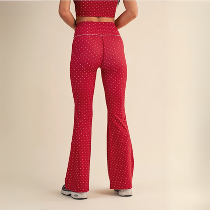 Jalen Polka Dot Yoga Pants: Cherry