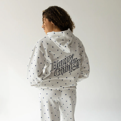 Happy Camp3r - Heather Grey Polka Dot Appliqué Hoodie