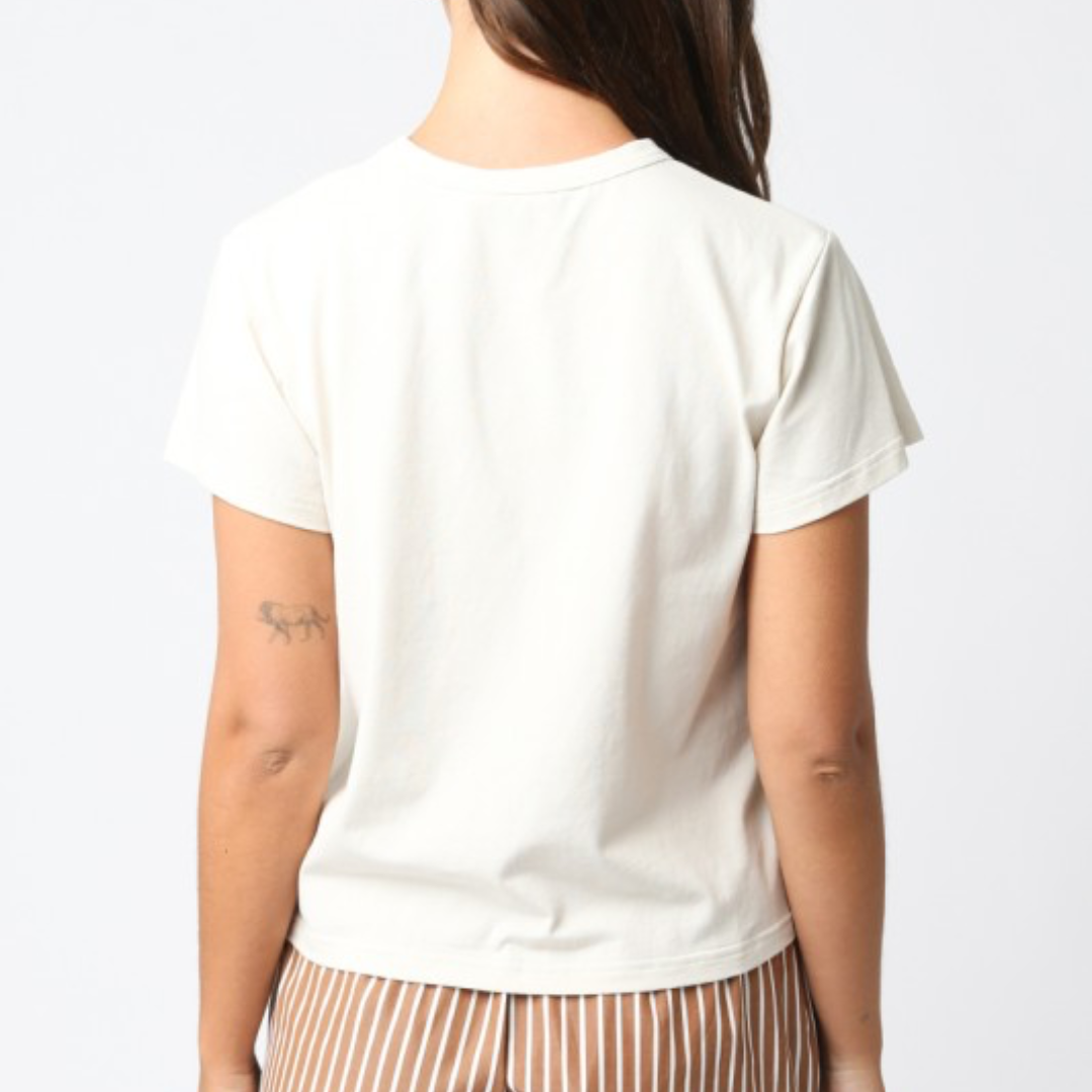 Olivia Cotton Crew Tee: Soft Ivory