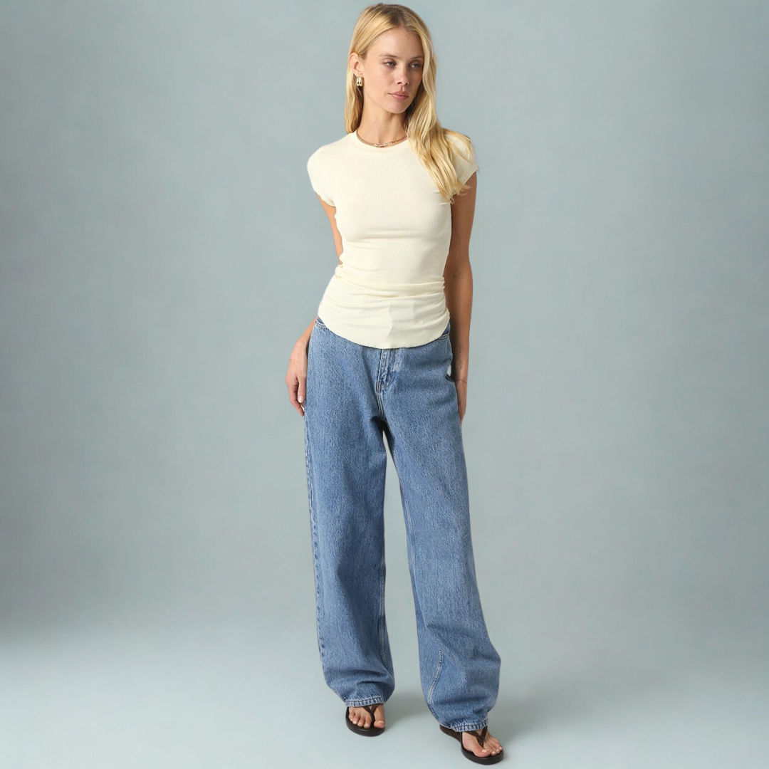 The Camille Fitted Tee: Ivory