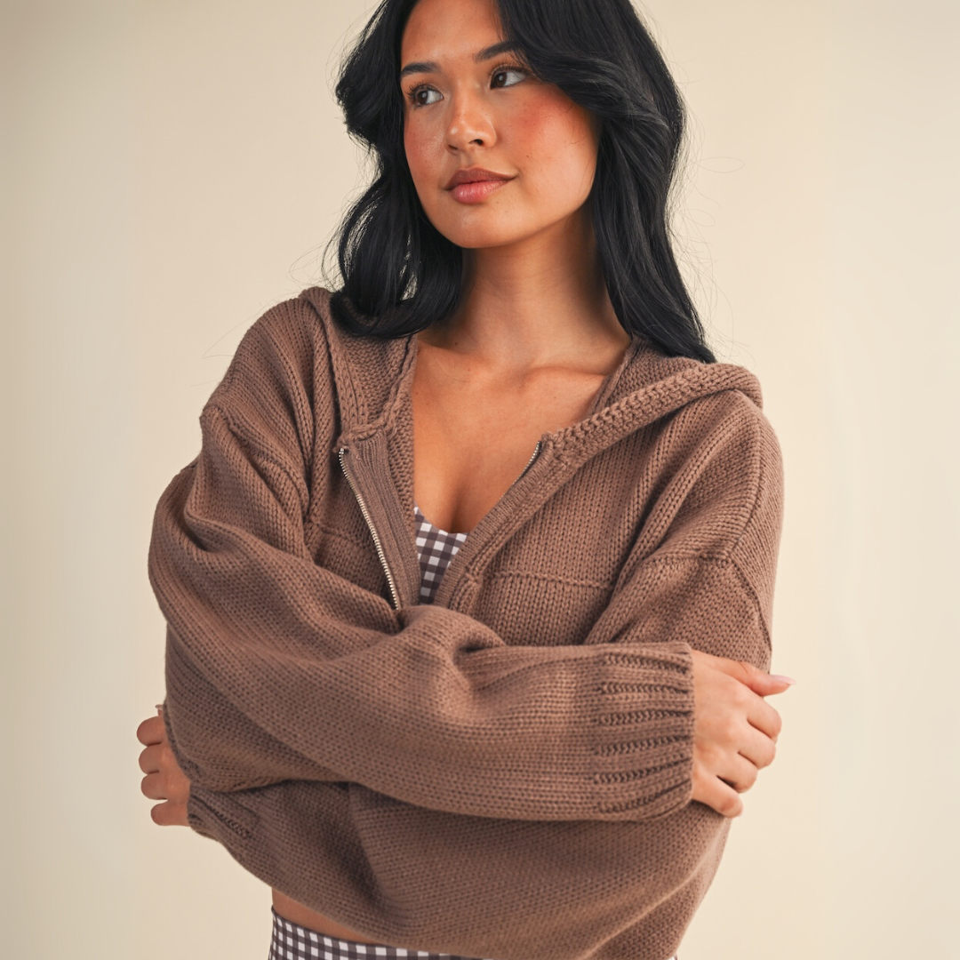 Emilia Knit Hoodie: Chocolate