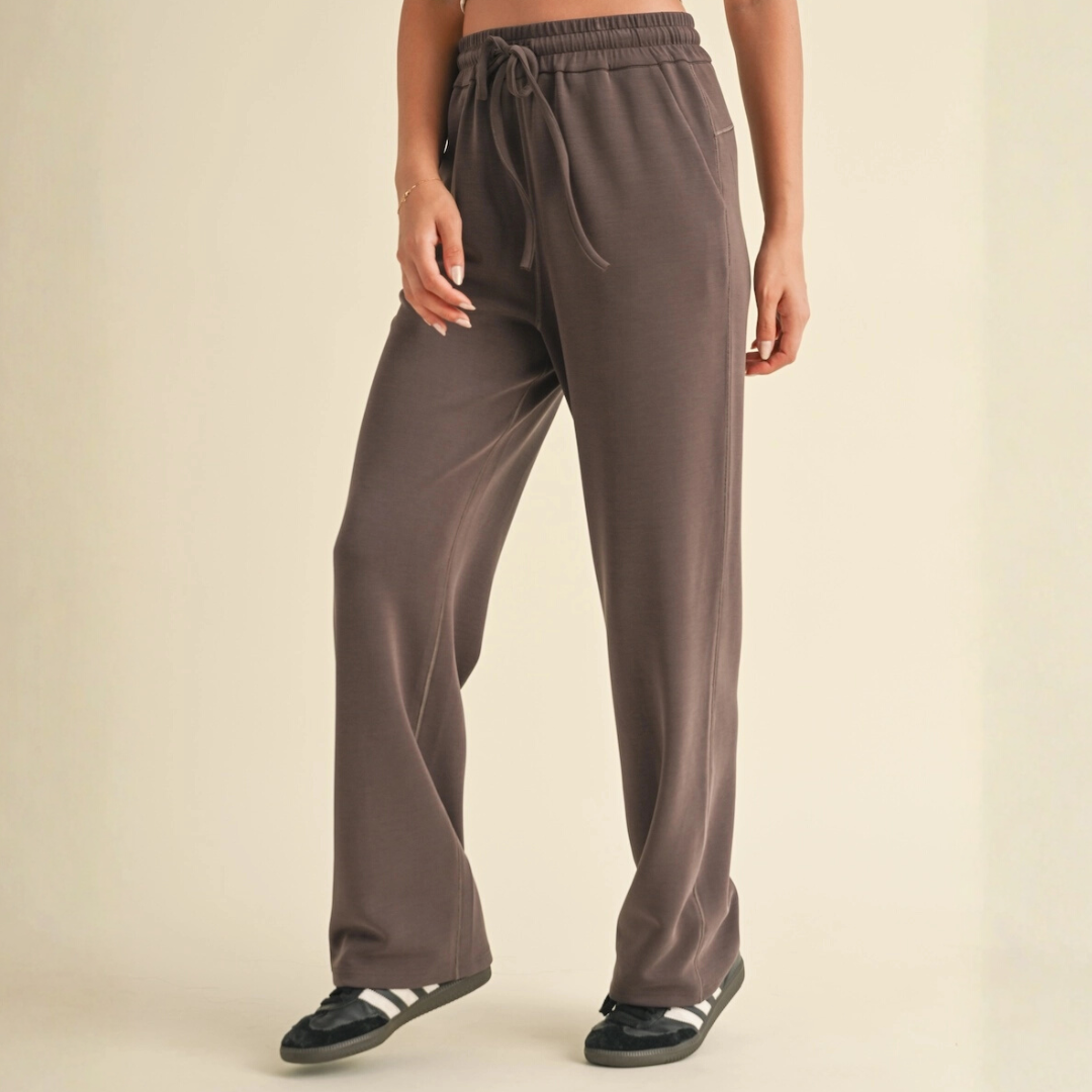 Zada Super Soft Wide Leg Sweats: Chocolate
