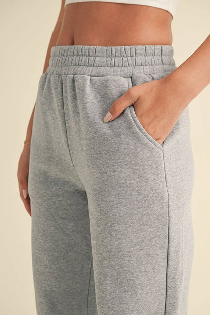 Laura Cozy Fleece Joggers: Heather Grey