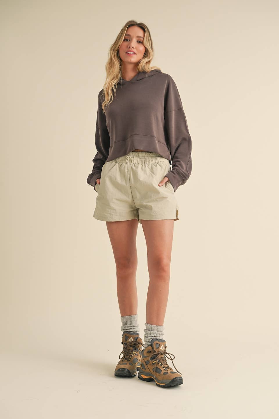 Felicity Super Soft Oversized Crop Hoodie: Chocolate