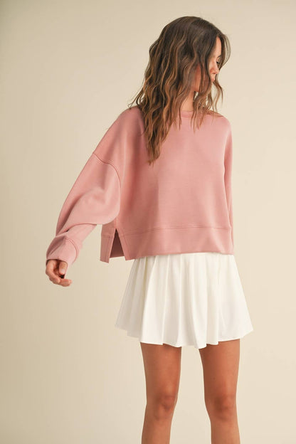 Emmy Super Soft Oversized Crop Crew: Rose