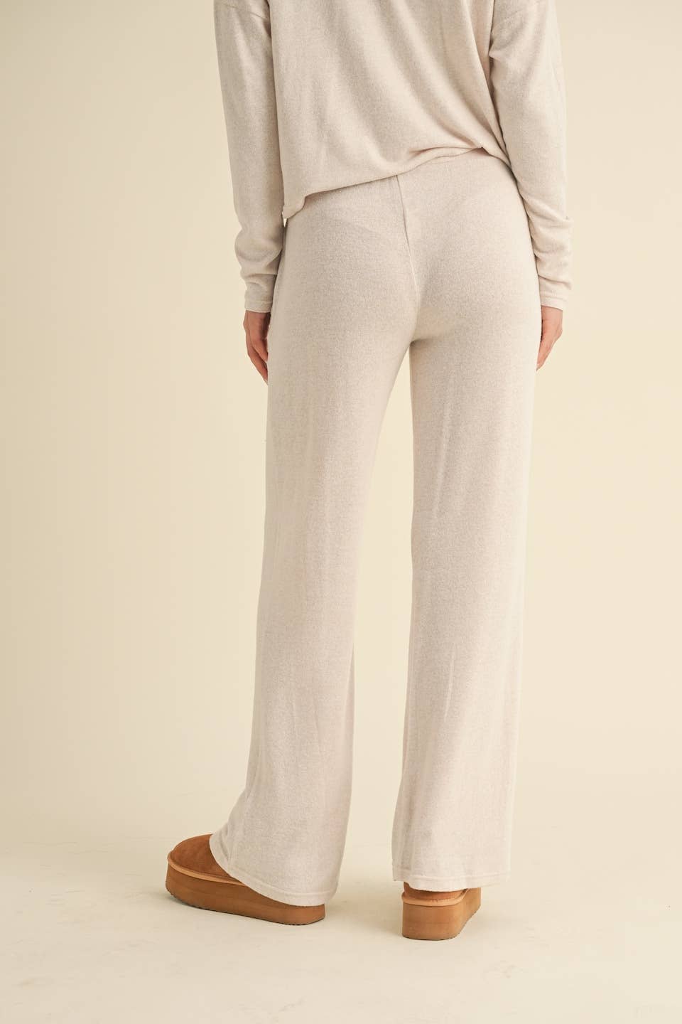 Kelly Wide Leg Pants: Beige