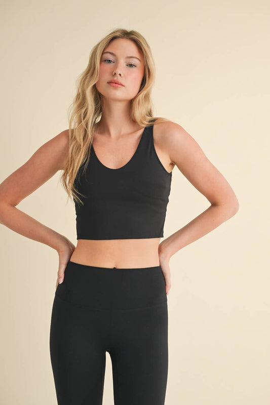 Lucinda Cropped Tank Top: Black