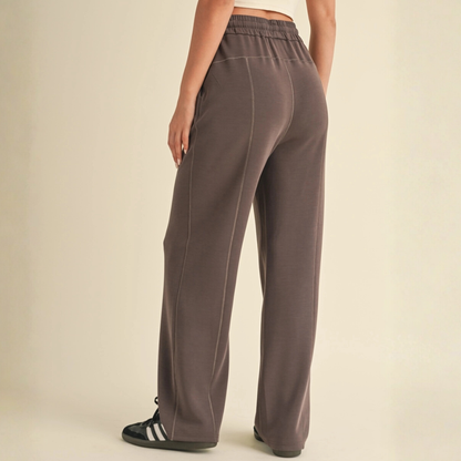 Zada Super Soft Wide Leg Sweats: Chocolate