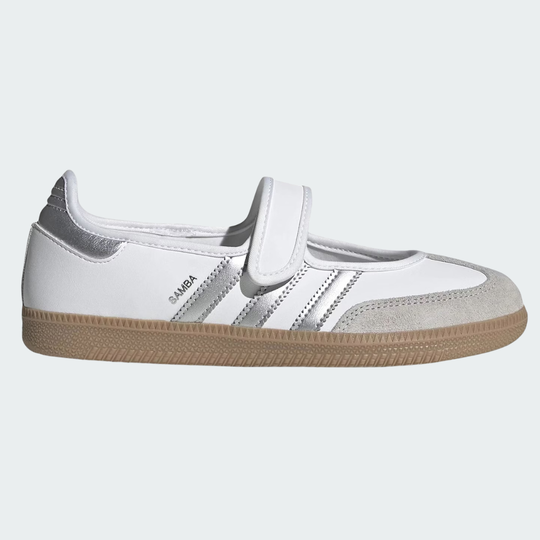 adidas Samba Jane White Silver Metallic Women's