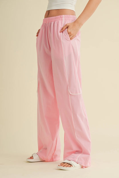Channing Nylon Track Pants: Baby Pink