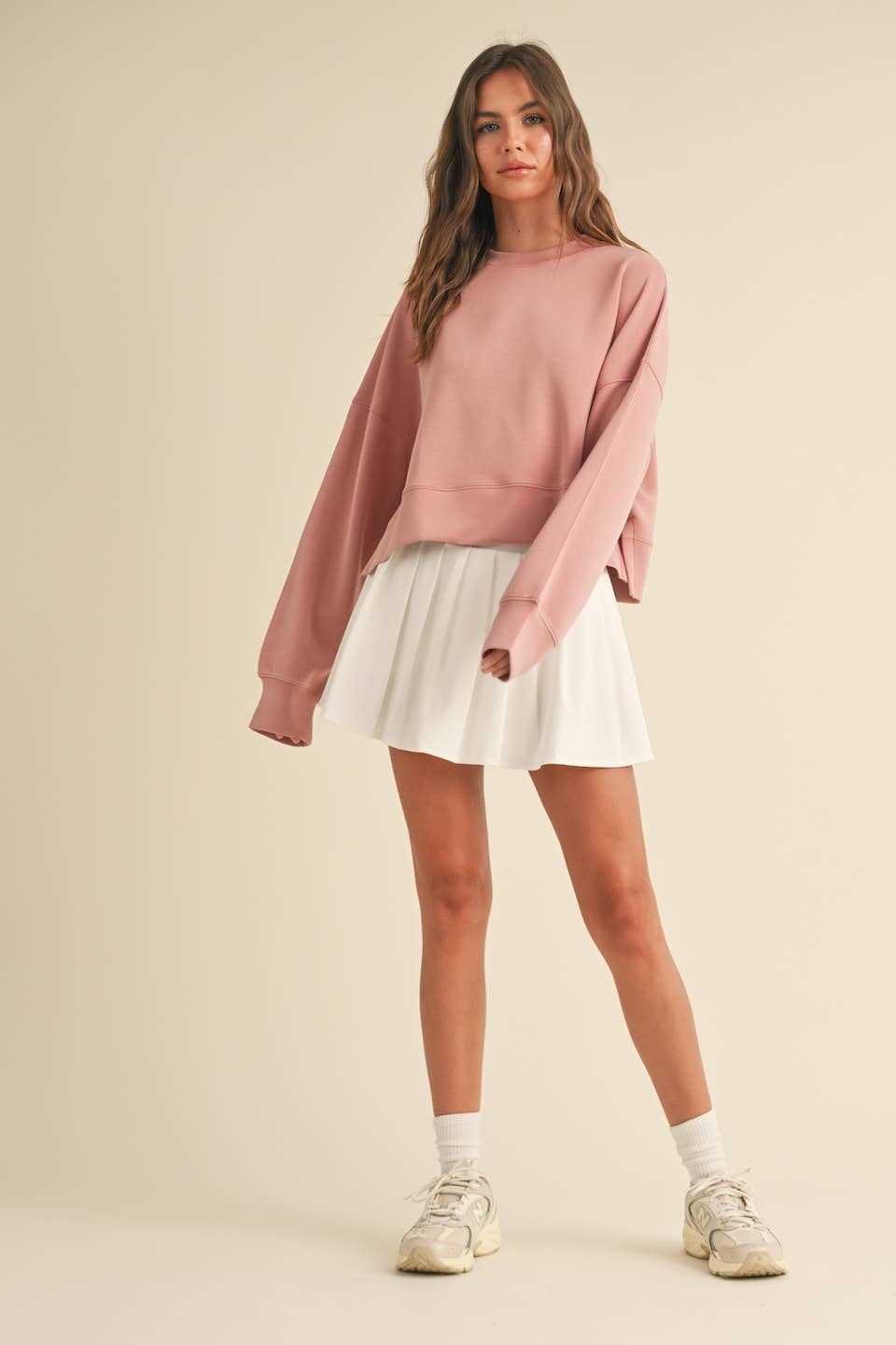 Emmy Super Soft Oversized Crop Crew: Rose