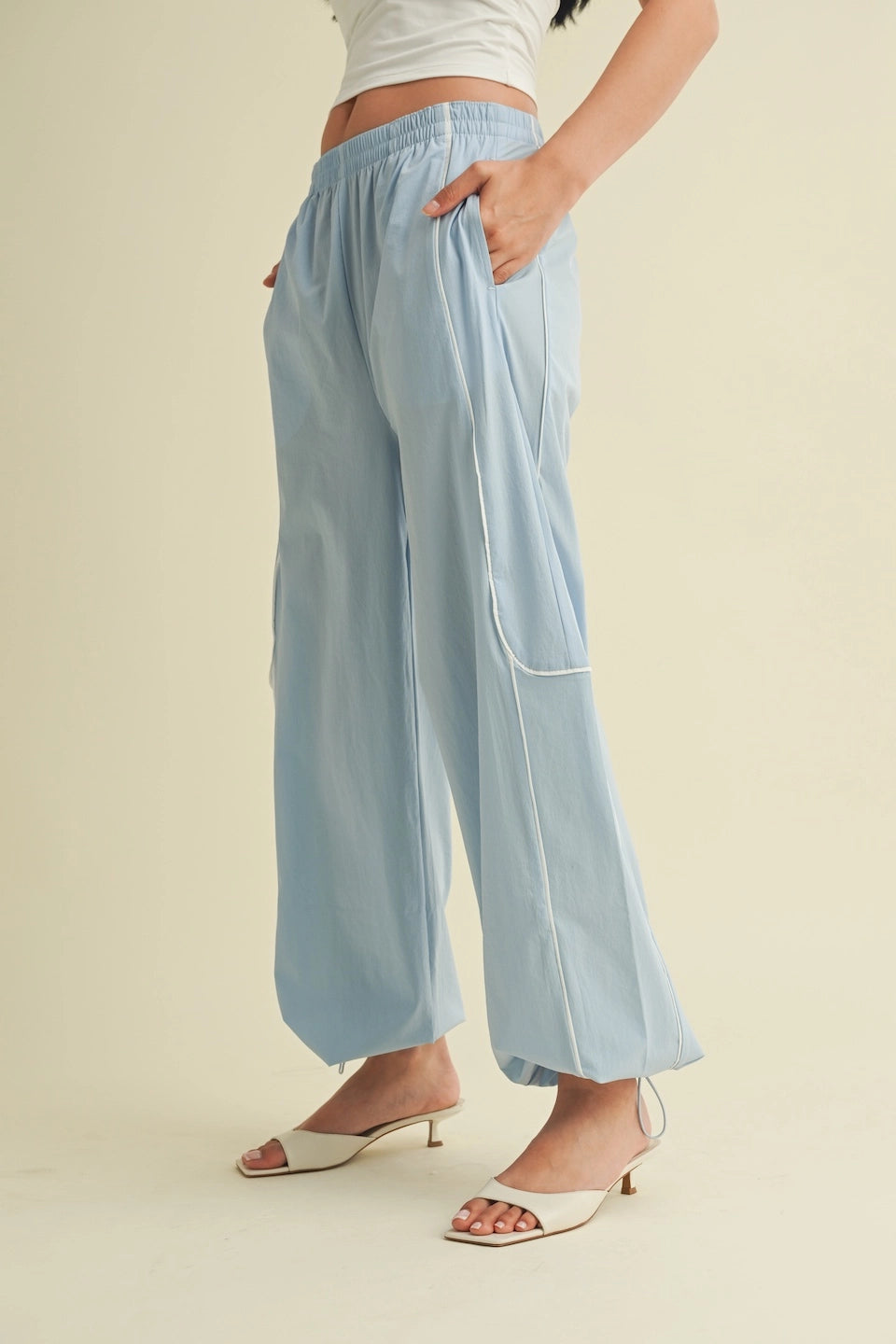 Channing Nylon Track Pants: Sky Blue