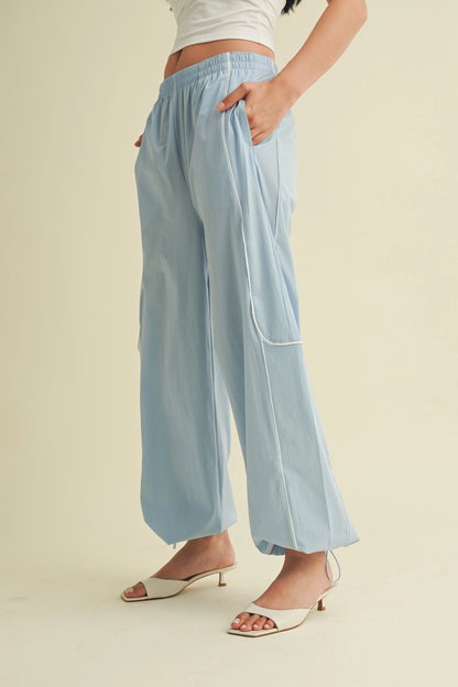 Channing Nylon Track Pants: Sky Blue