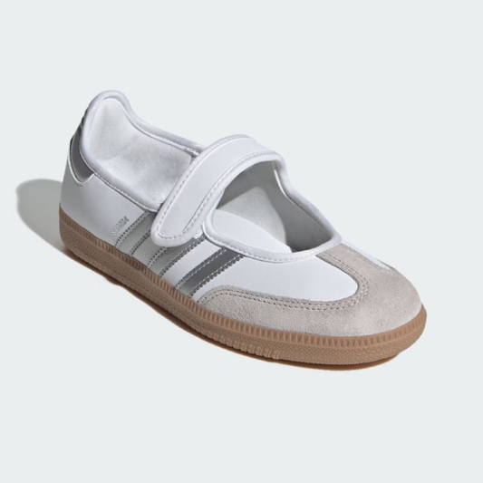 adidas Samba Jane White Silver Metallic Women's