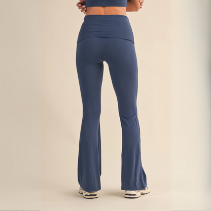 Tessa Soft Knit Foldover Yoga Pants: Navy