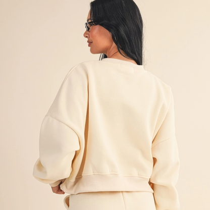 Erin Cozy Fleece Crew: Cream