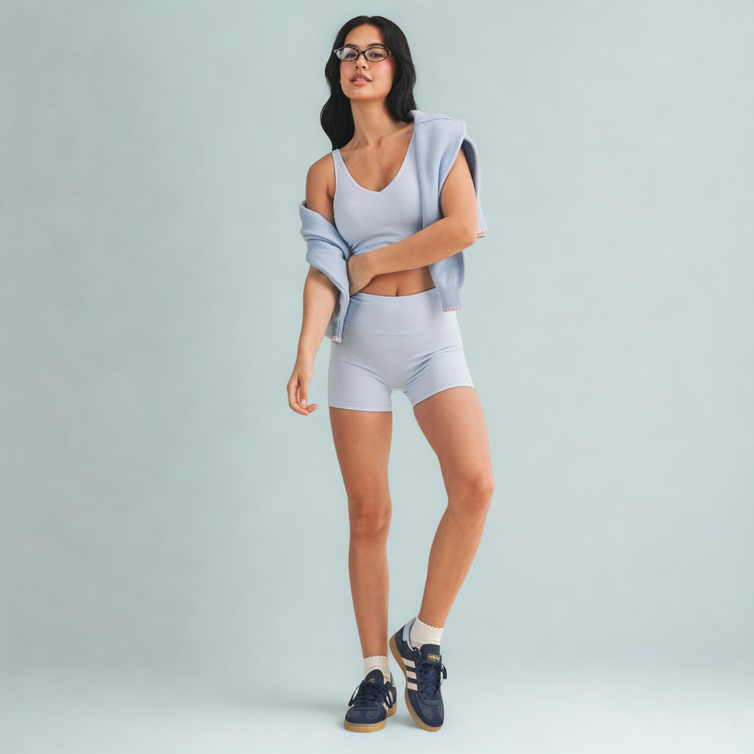 Aaliyah Biker Shorts: Dusty Blue