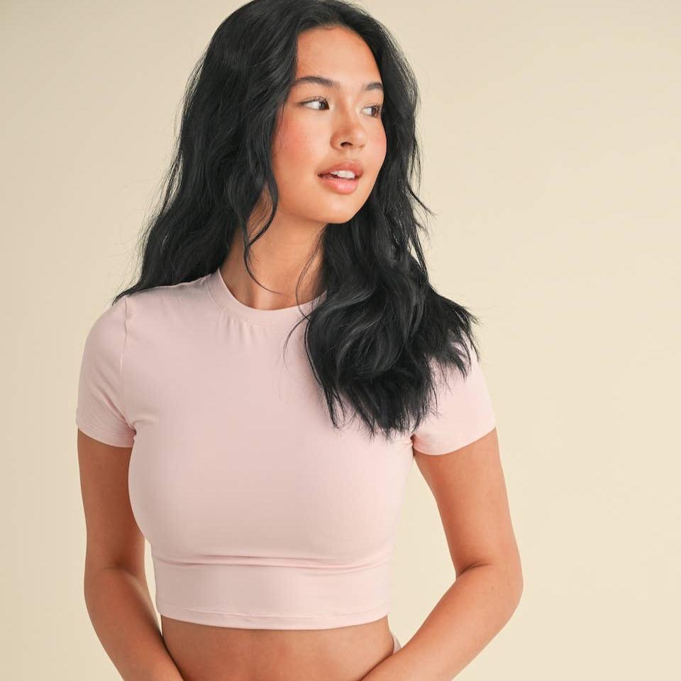 Lydia Soft Knit Tee: Baby Pink