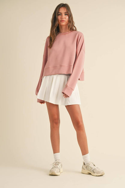 Emmy Super Soft Oversized Crop Crew: Rose