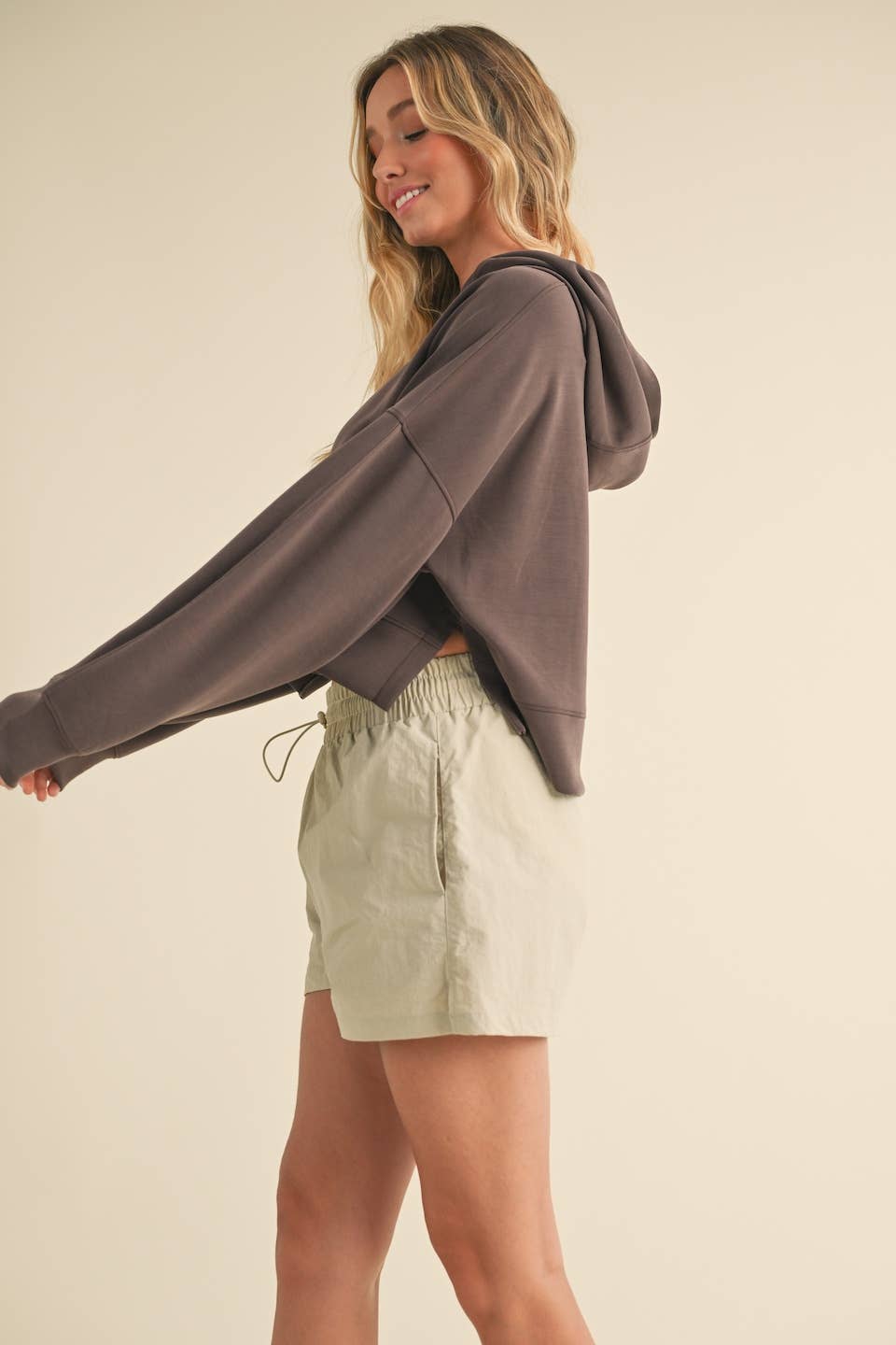 Felicity Super Soft Oversized Crop Hoodie: Chocolate