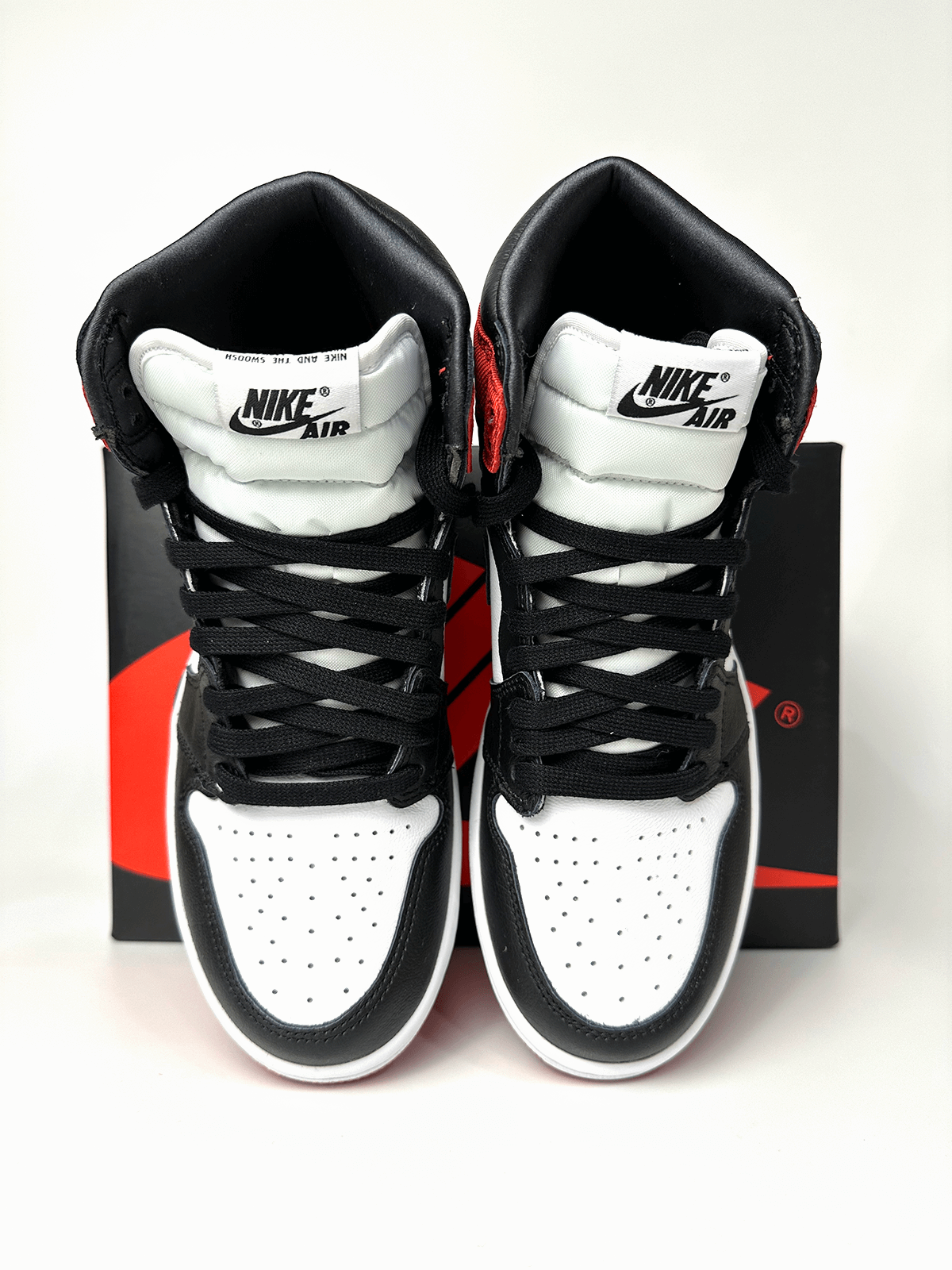 Jordan satin black toe discount