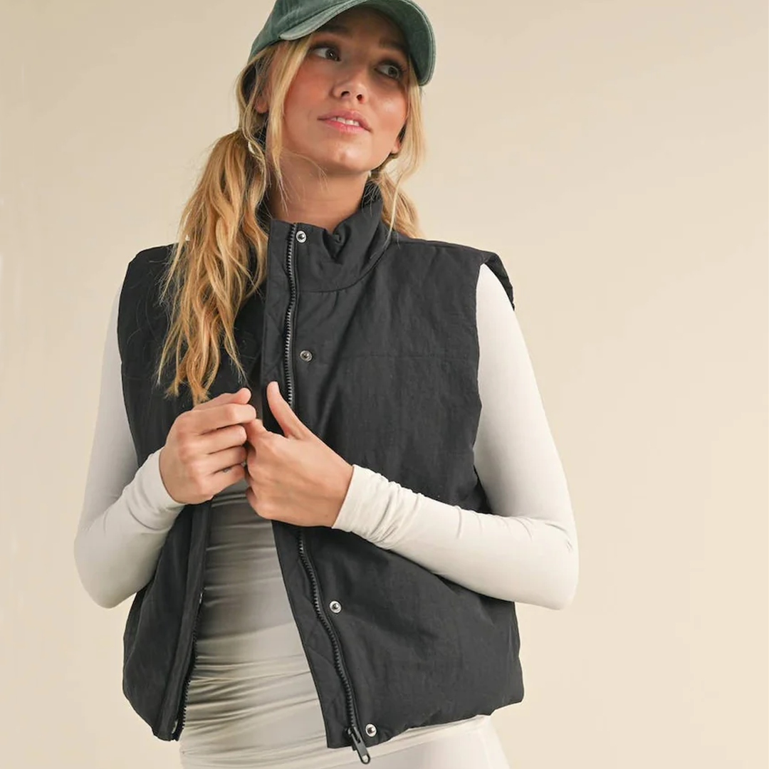 Amy Puffer Vest: Black