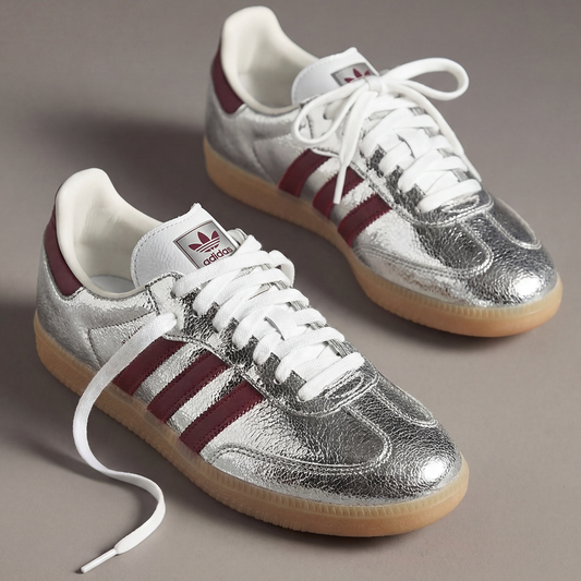 Adidas Samba OG Silver Metallic Maroon Women's