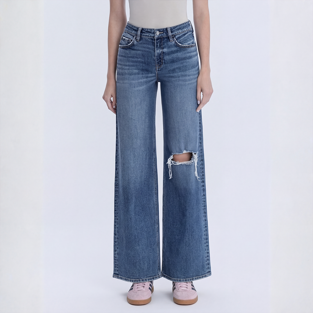 Kelly High Rise Distressed Wide Leg