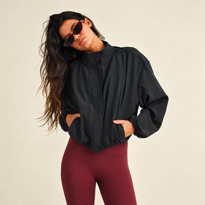Cheryl Funnel Neck Jacket: Black
