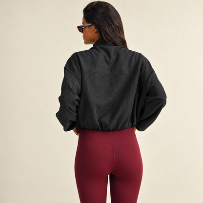 Cheryl Funnel Neck Jacket: Black