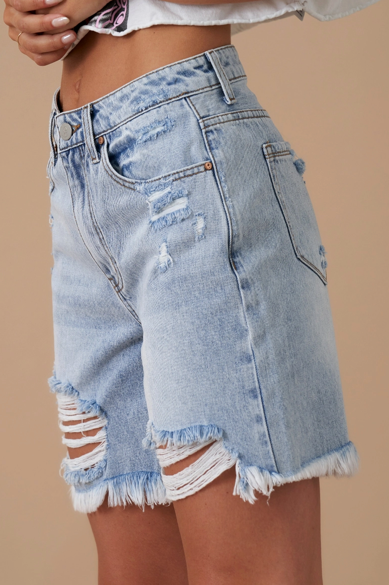 Miley High Rise Bermuda Denim Shorts