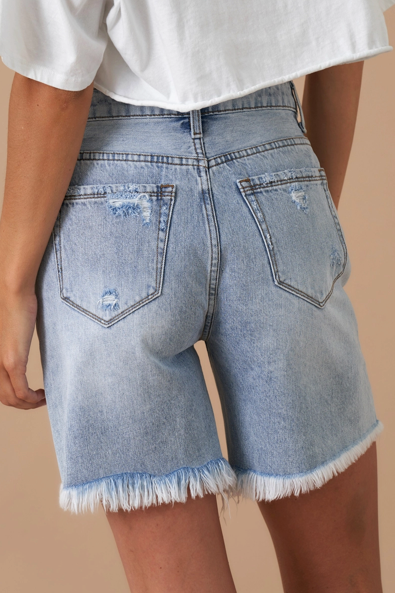 Miley High Rise Bermuda Denim Shorts