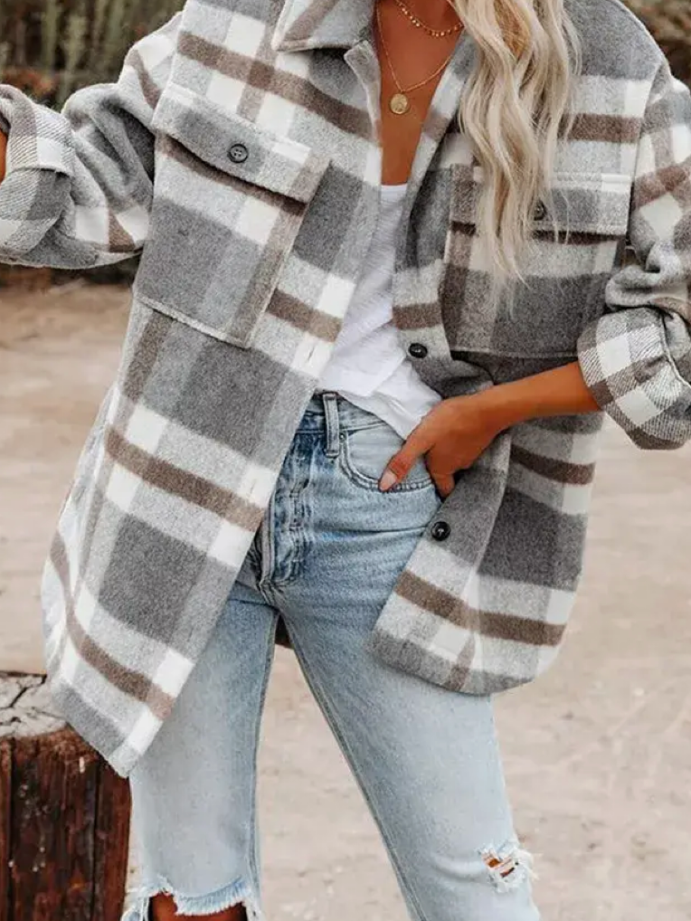 Haley Plaid Flannel Shacket Jacket