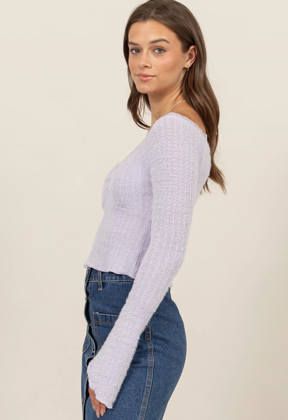 Simone Long Sleeve Blouse - Lilac