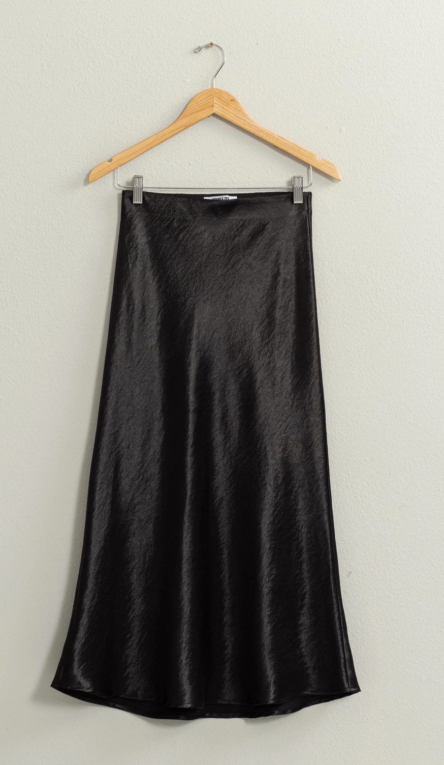 Willow Satin Midi Skirt - Black