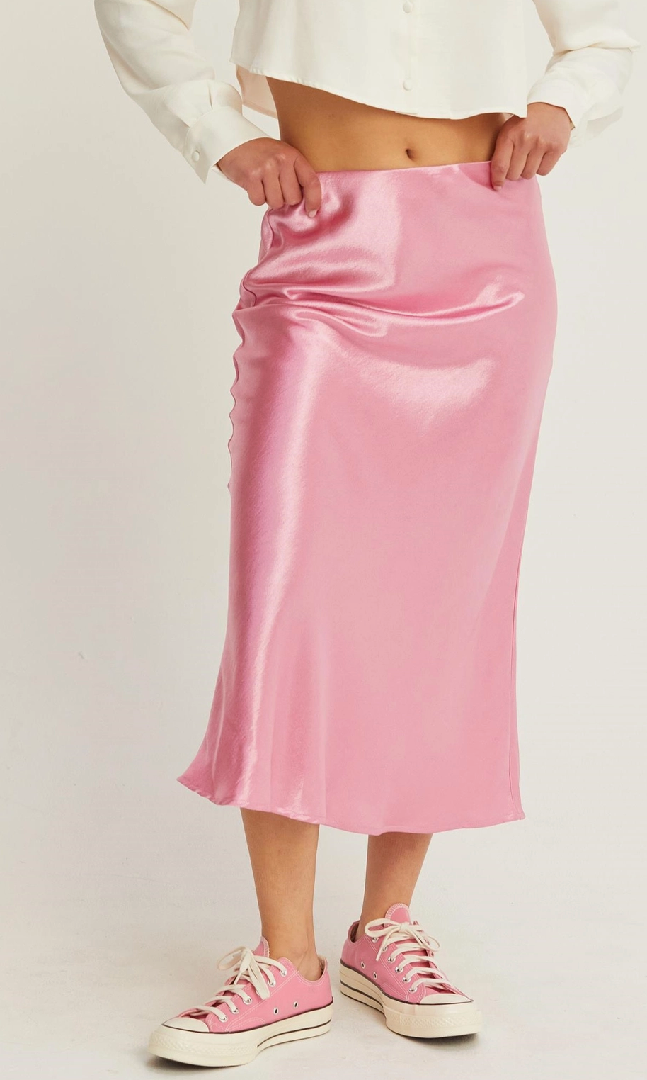 Willow Satin Midi Skirt - Champagne