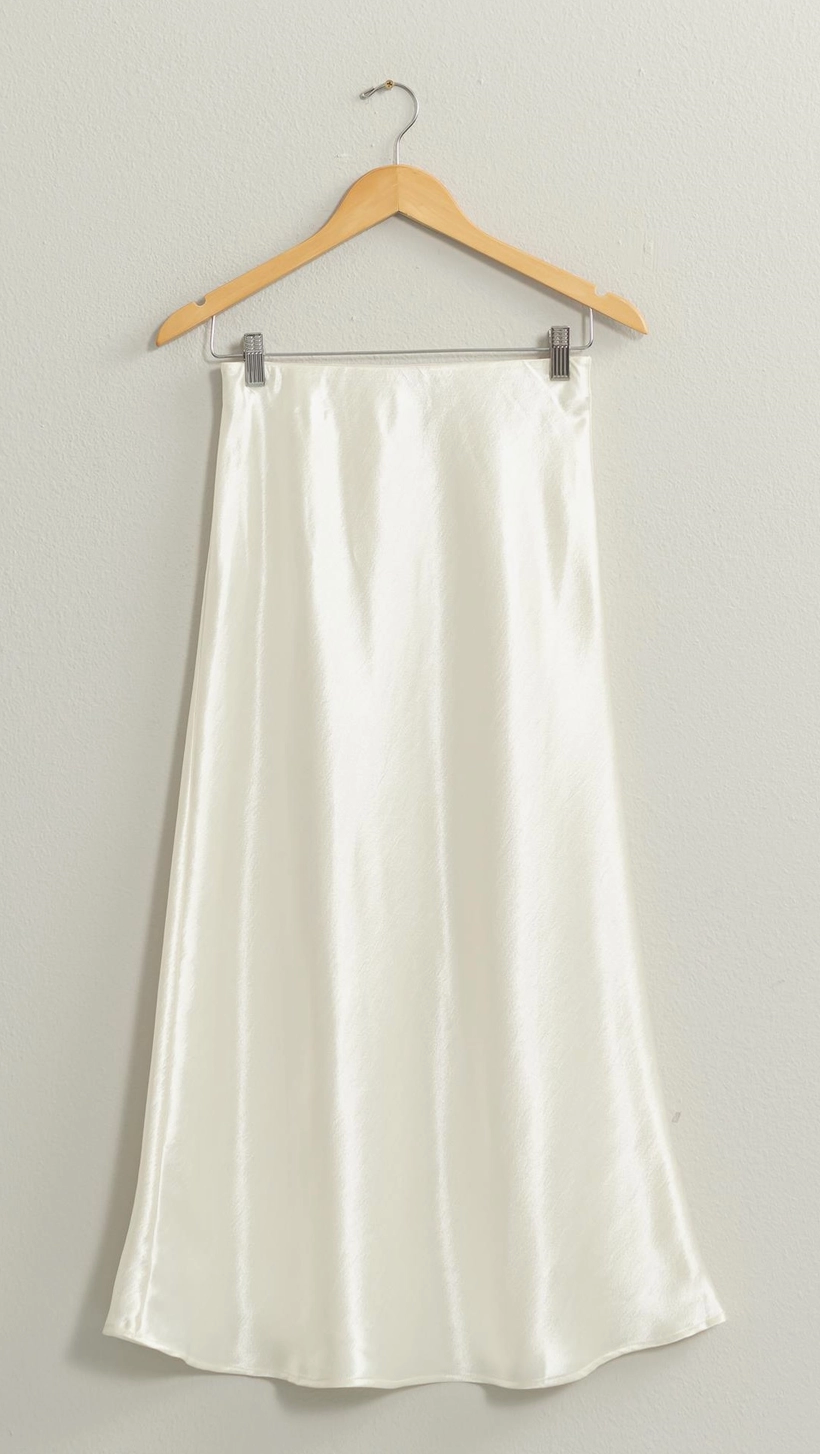 Willow Satin Midi Skirt - Cream