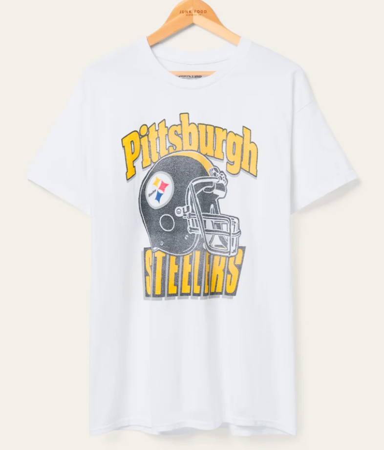 blonde in a football helmet Pittsburgh Steelers Throwback Helmet Tee