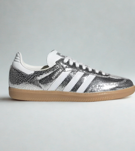 adidas Samba OG Silver Metallic Cracked Leather Women's