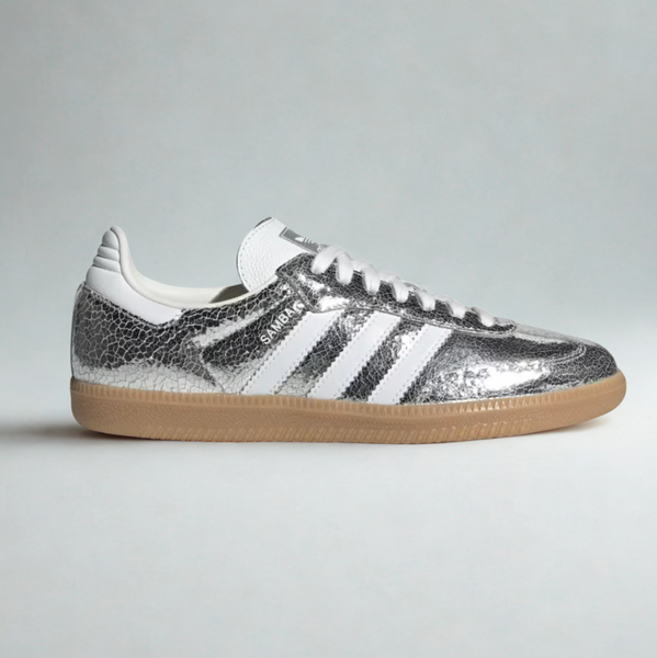 adidas Samba OG Silver Metallic Cracked Leather Women's – Lilac Blonde