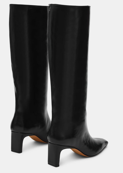 Jendi Knee High Black Leather Boot