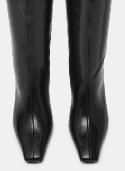 Jendi Knee High Black Leather Boot