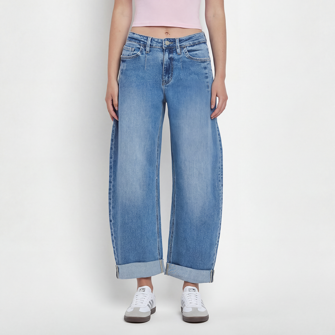 Taylor cuffed High Rise Barrel Jean
