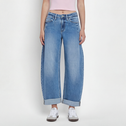 Taylor cuffed High Rise Barrel Jean