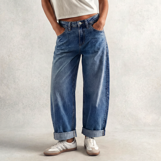 Taylor cuffed High Rise Barrel Jean