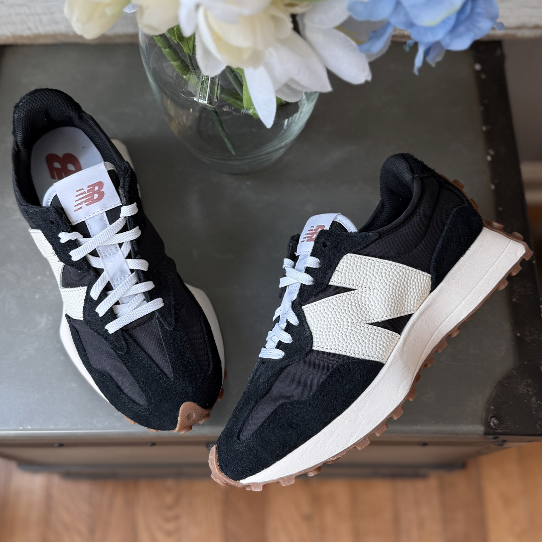 New Balance 327 Black White Gum Women's