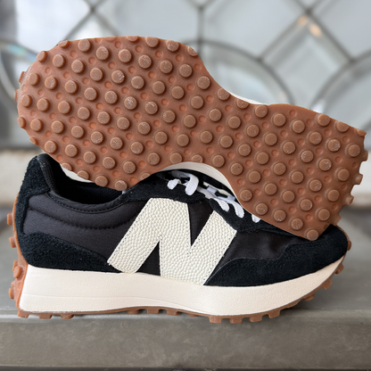 New Balance 327 Black White Gum Women's